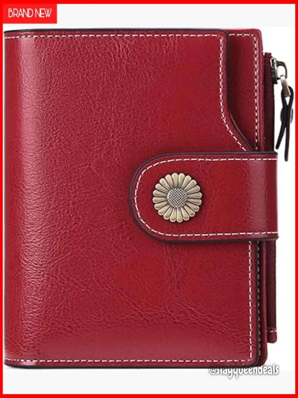 Compact RFID Blocking Leather Wallet with 16 Card Slots & Zipper Pocket